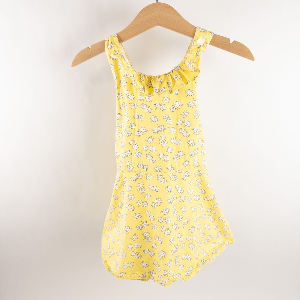 Gingersnaps 2-Piece Floral Print Ruffle Dress Bloomers Set Yellow Summer‎ Sz 18m